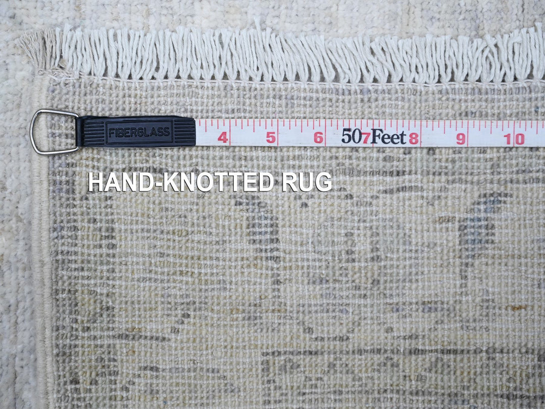 2'8" x 11'6" New Hand Knotted Grey Wool Runner Oriental Rug - MOA10288554