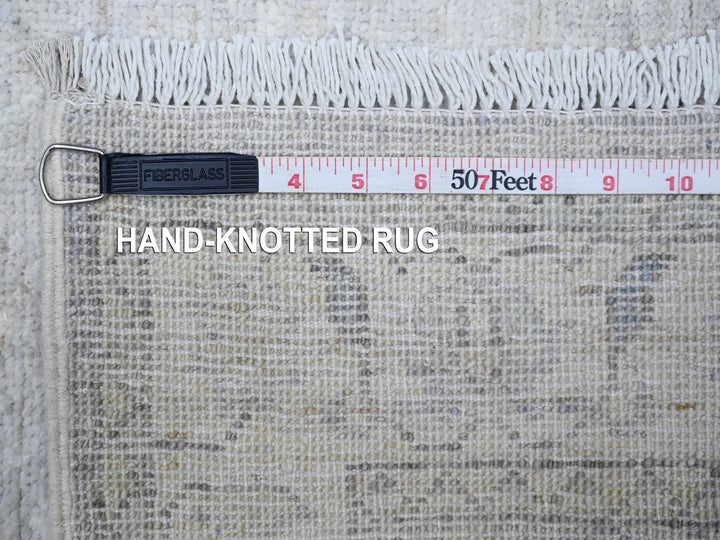 2'8" x 11'6" New Hand Knotted Grey Wool Runner Oriental Rug - MOA10288554