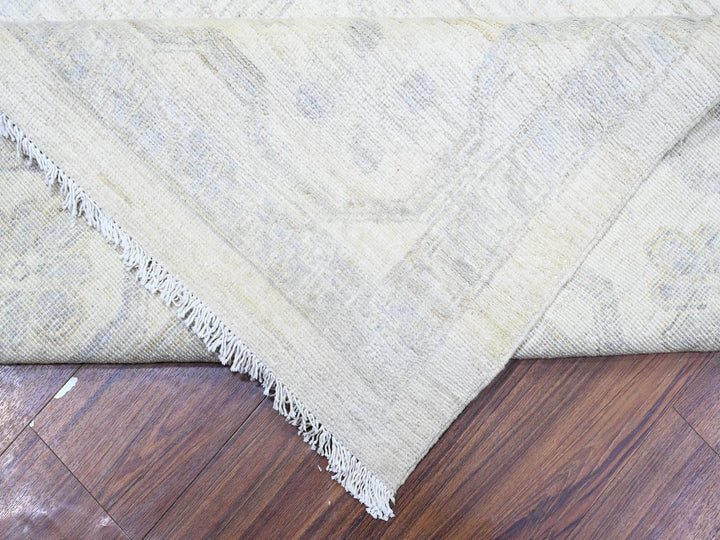 9'8" x 13'6" New Hand Knotted Ivory Wool Rectangle Oriental Rug - MOA10288558
