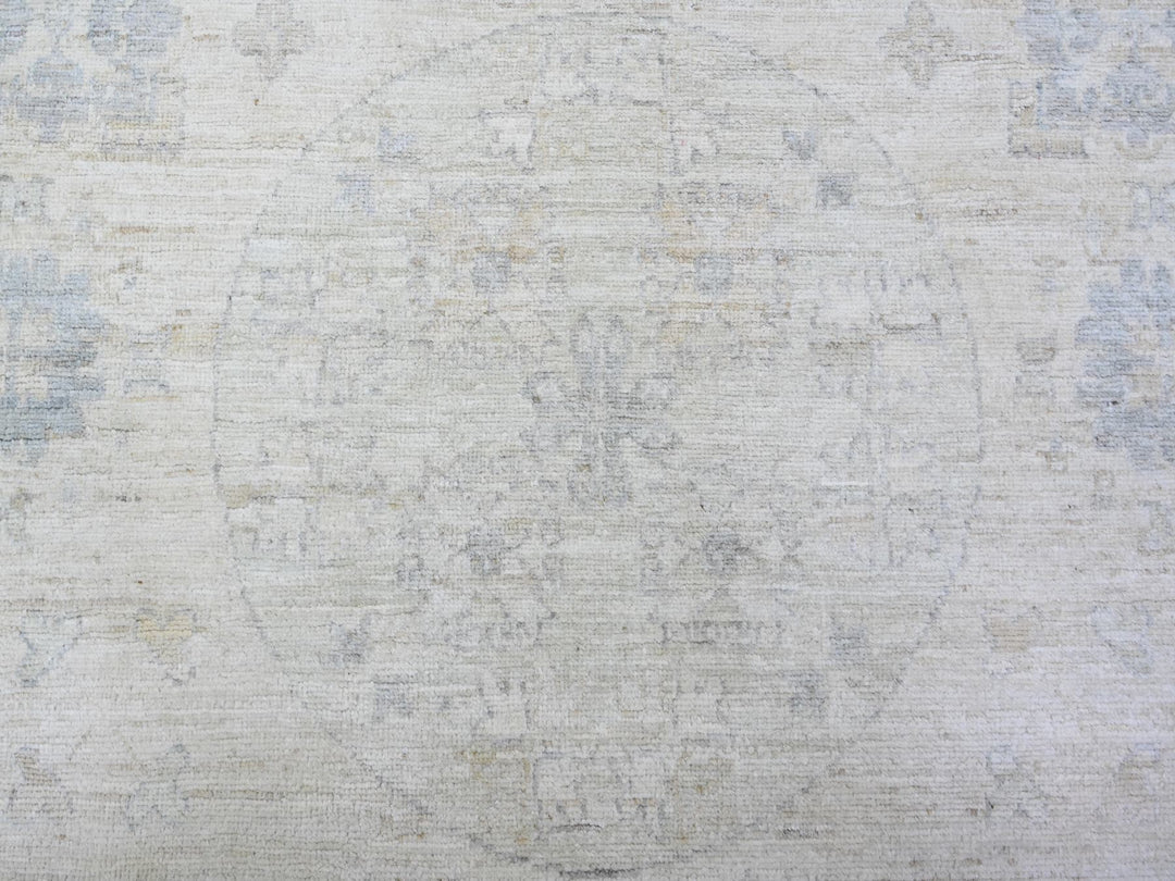 9'8" x 13'6" New Hand Knotted Ivory Wool Rectangle Oriental Rug - MOA10288558