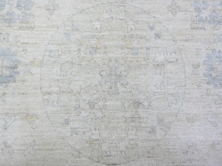 9'8" x 13'6" New Hand Knotted Ivory Wool Rectangle Oriental Rug - MOA10288558
