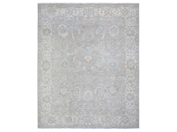 8'10" x 10'9" New Hand Knotted Grey Wool Rectangle Oriental Rug - MOA10288560