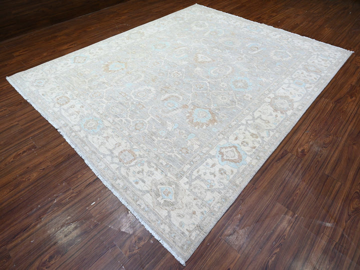 8'10" x 10'9" New Hand Knotted Grey Wool Rectangle Oriental Rug - MOA10288560