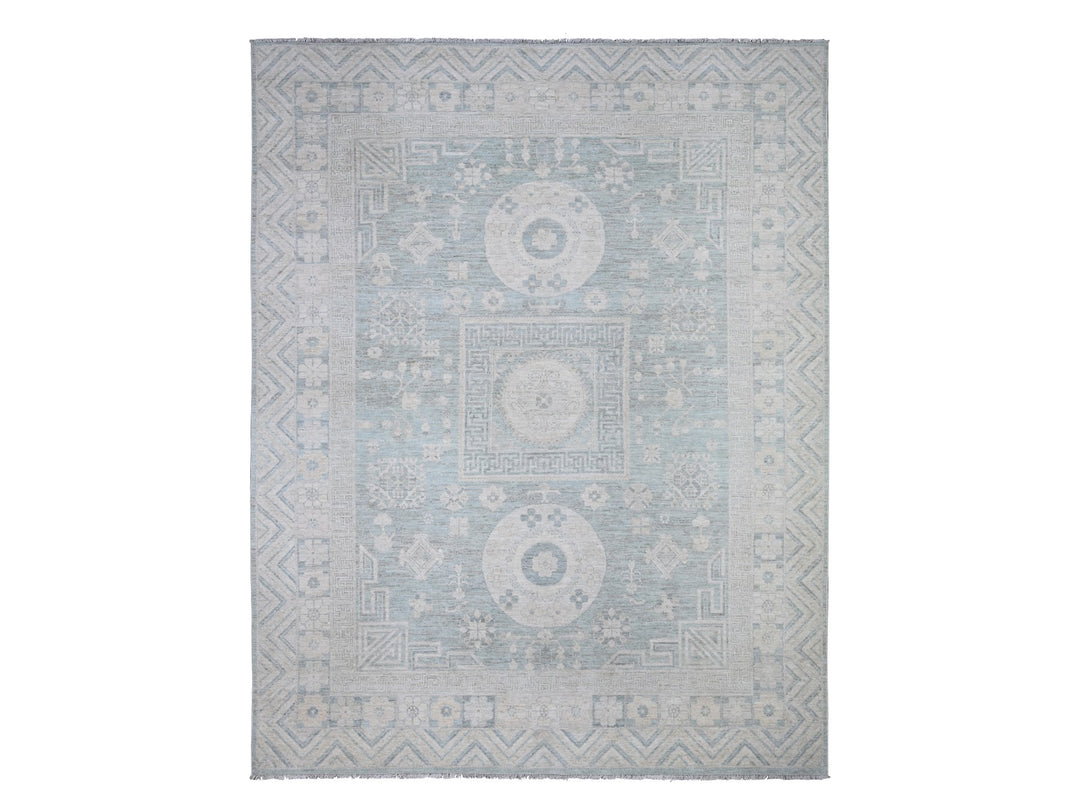 8'10" x 11'3" New Hand Knotted Blue Wool Rectangle Oriental Rug - MOA10288561