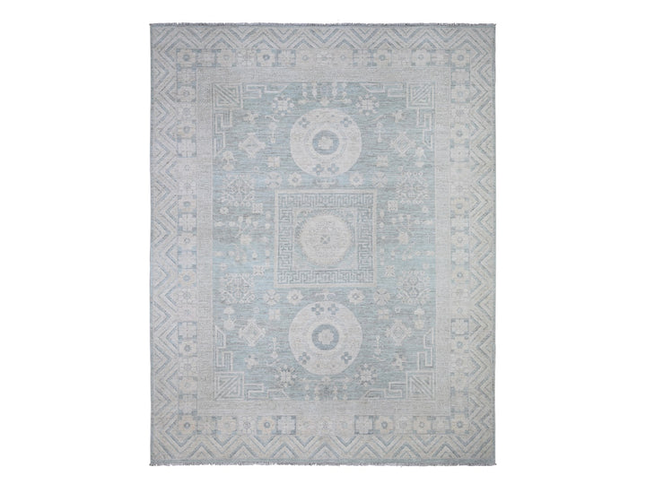 8'10" x 11'3" New Hand Knotted Blue Wool Rectangle Oriental Rug - MOA10288561