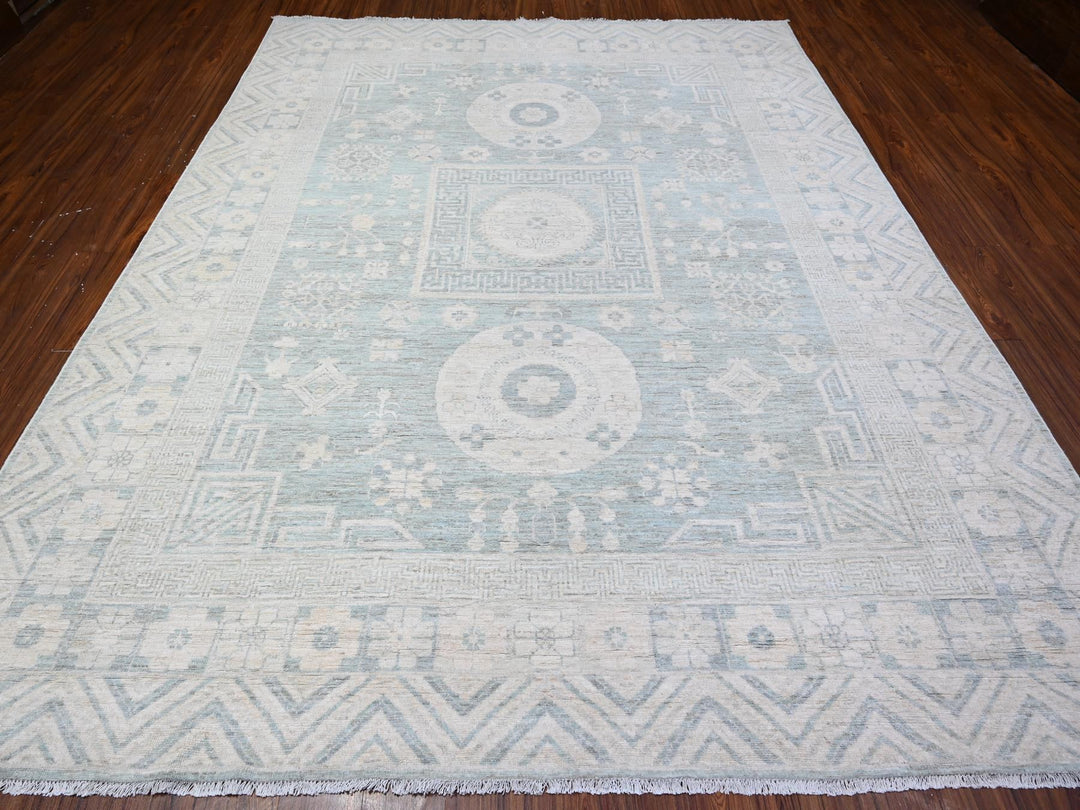 8'10" x 11'3" New Hand Knotted Blue Wool Rectangle Oriental Rug - MOA10288561