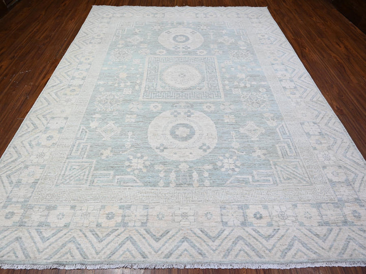 8'10" x 11'3" New Hand Knotted Blue Wool Rectangle Oriental Rug - MOA10288561