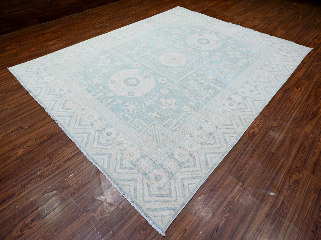 8'10" x 11'3" New Hand Knotted Blue Wool Rectangle Oriental Rug - MOA10288561