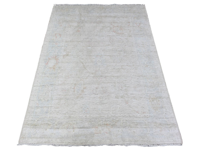 4'1" x 5'9" New Hand Knotted Grey Wool Rectangle Oriental Rug - MOA10288570