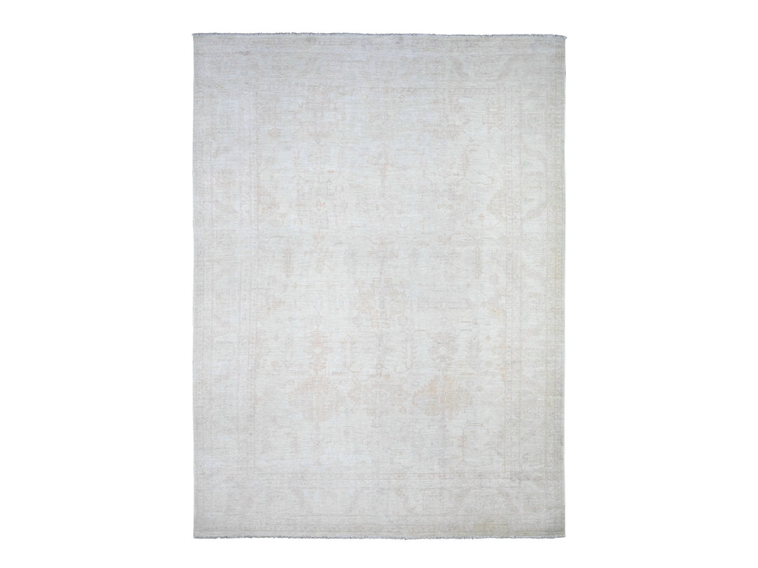 9'8" x 13'1" New Hand Knotted Grey Wool Rectangle Oriental Rug - MOA10288581