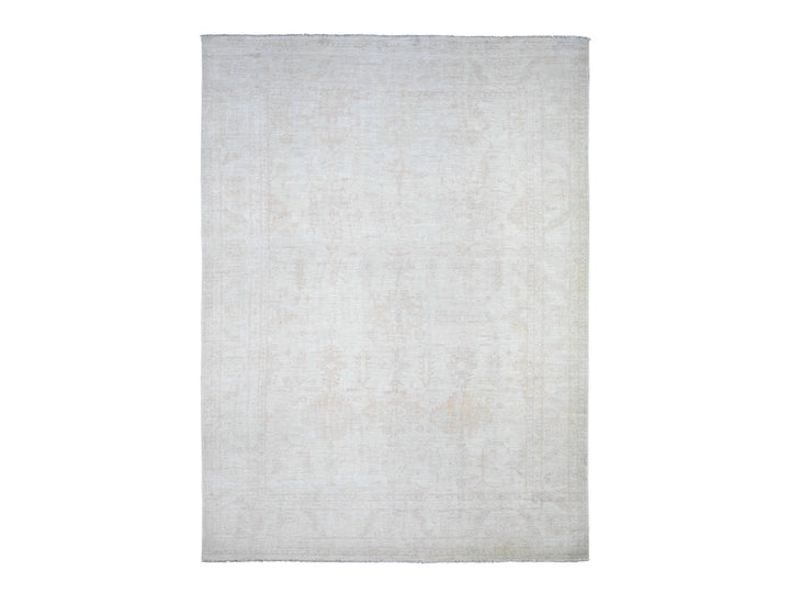 9'8" x 13'1" New Hand Knotted Grey Wool Rectangle Oriental Rug - MOA10288581