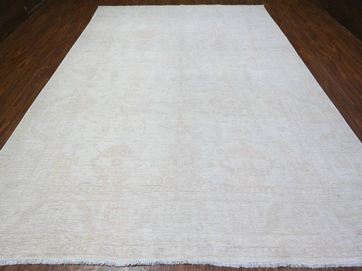 9'8" x 13'1" New Hand Knotted Grey Wool Rectangle Oriental Rug - MOA10288581