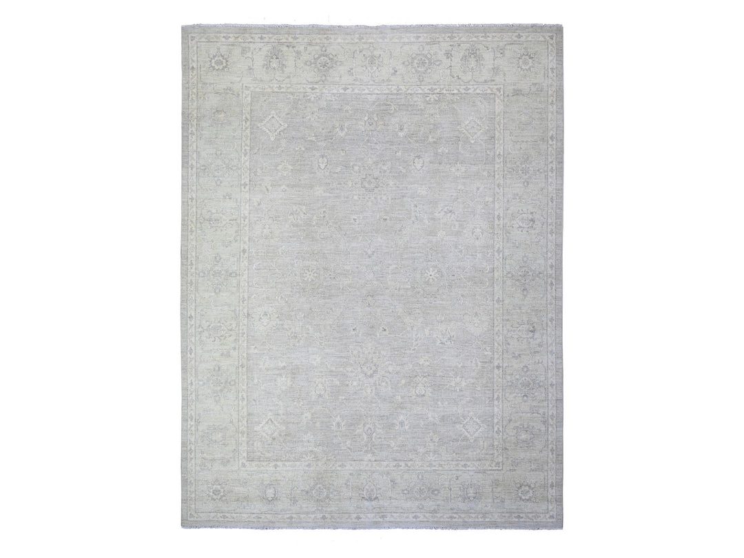 8'10" x 11'5" New Hand Knotted Grey Wool Rectangle Oriental Rug - MOA10288582