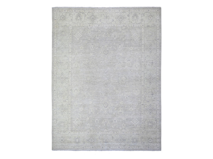 8'10" x 11'5" New Hand Knotted Grey Wool Rectangle Oriental Rug - MOA10288582