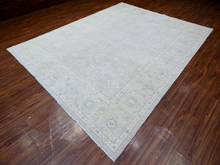 8'10" x 11'5" New Hand Knotted Grey Wool Rectangle Oriental Rug - MOA10288582