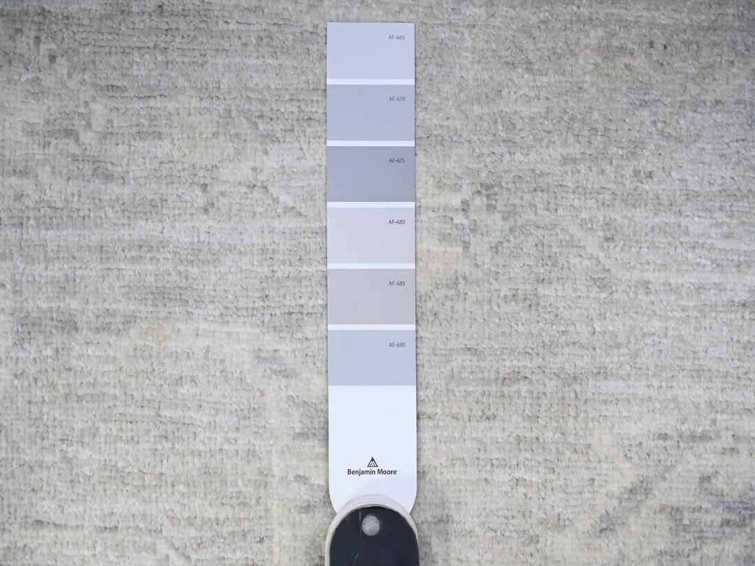 8'10" x 11'5" New Hand Knotted Grey Wool Rectangle Oriental Rug - MOA10288582