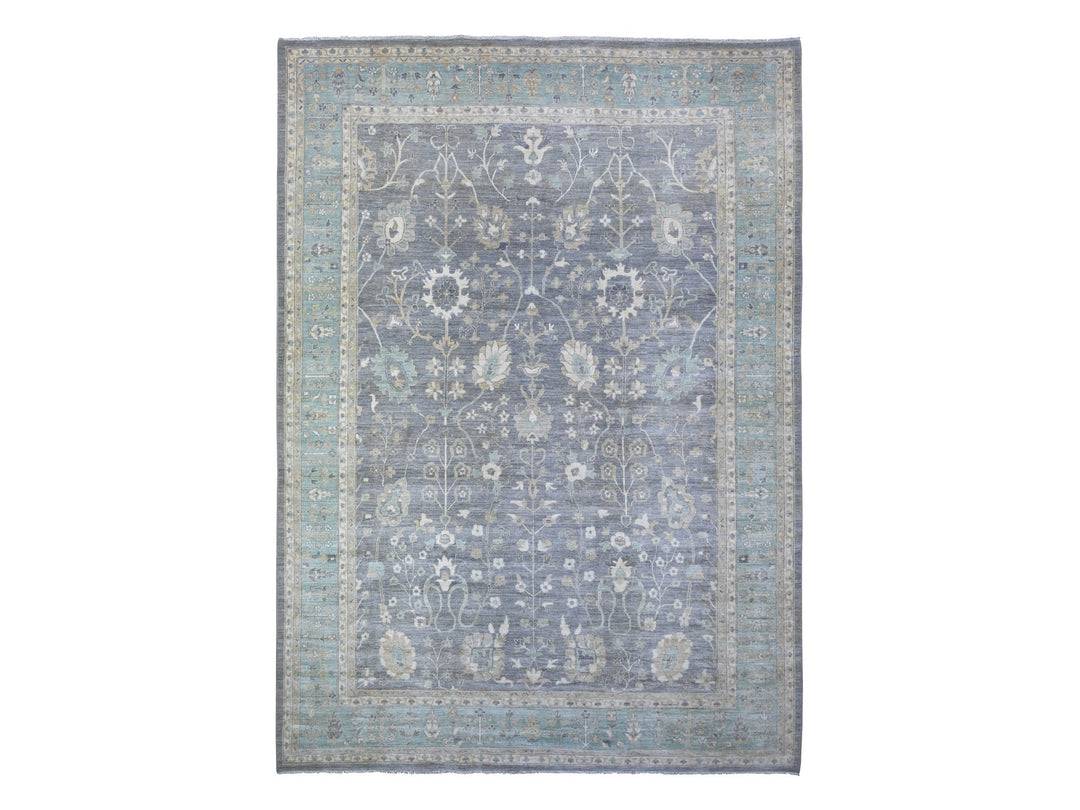 10'2" x 13'11" New Hand Knotted Grey Wool Rectangle Oriental Rug - MOA10288584