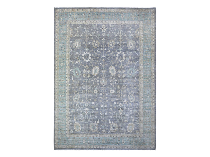 10'2" x 13'11" New Hand Knotted Grey Wool Rectangle Oriental Rug - MOA10288584