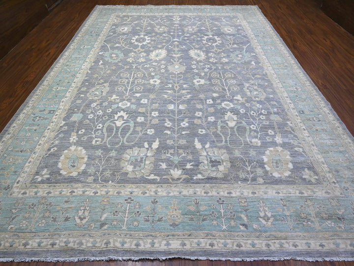 10'2" x 13'11" New Hand Knotted Grey Wool Rectangle Oriental Rug - MOA10288584