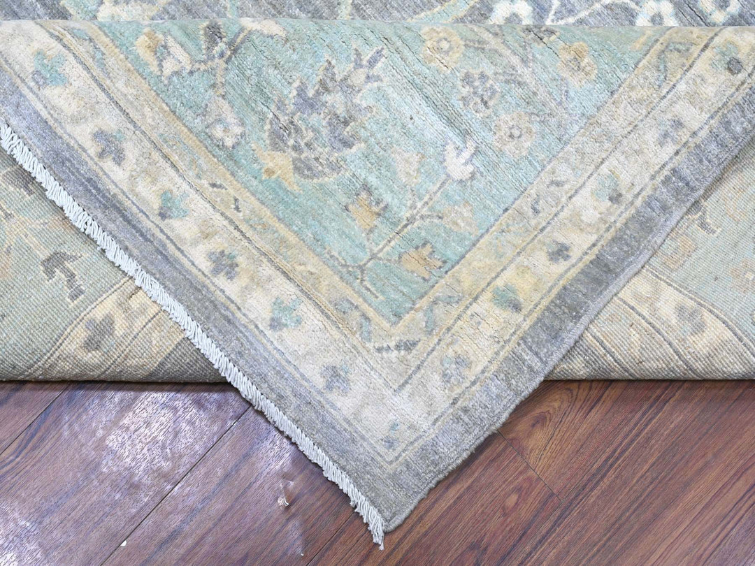 10'2" x 13'11" New Hand Knotted Grey Wool Rectangle Oriental Rug - MOA10288584