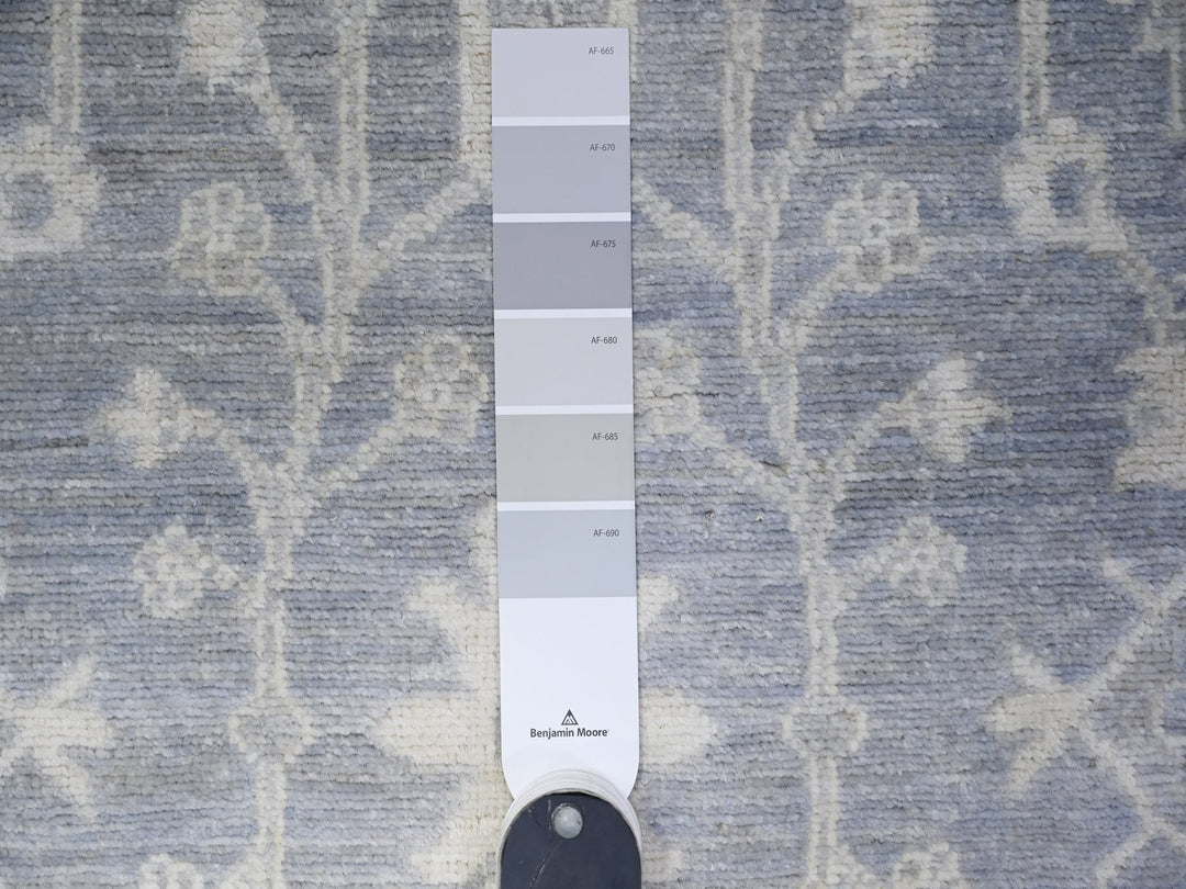 2'10" x 9'9" New Hand Knotted Grey Wool Runner Oriental Rug - MOA10288587