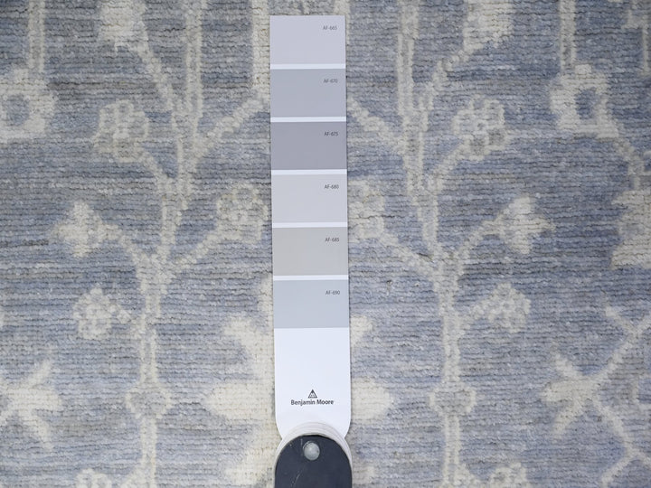 2'10" x 9'9" New Hand Knotted Grey Wool Runner Oriental Rug - MOA10288587
