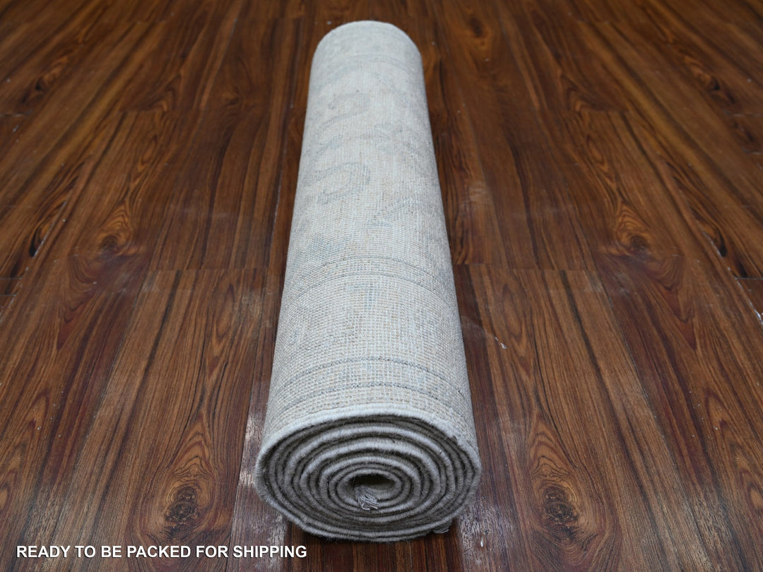 2'7" x 11'2" New Hand Knotted Grey Wool Runner Oriental Rug - MOA10288588