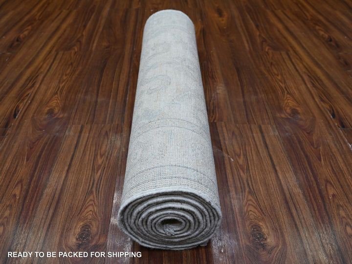 2'7" x 11'2" New Hand Knotted Grey Wool Runner Oriental Rug - MOA10288588