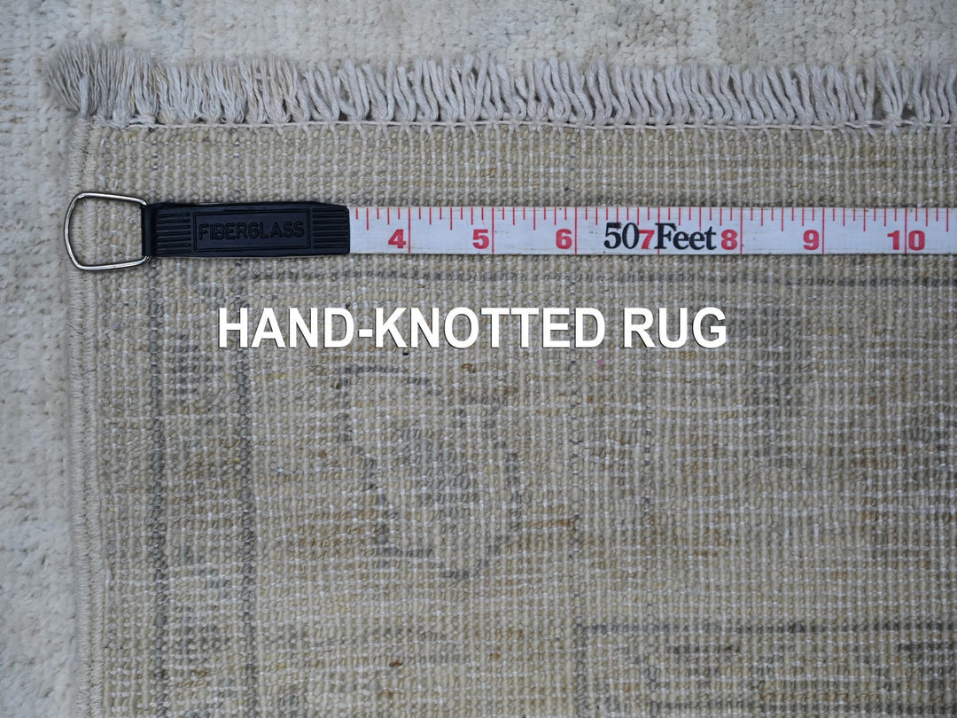 2'7" x 11'2" New Hand Knotted Grey Wool Runner Oriental Rug - MOA10288588