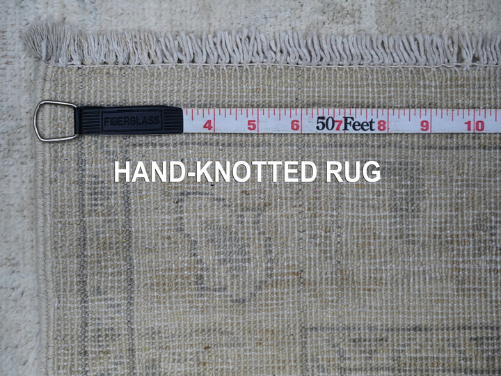 2'7" x 11'2" New Hand Knotted Grey Wool Runner Oriental Rug - MOA10288588