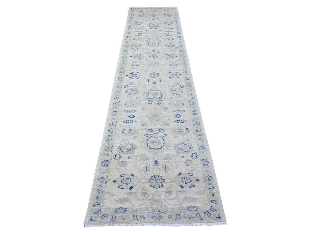 2'8" x 11'10" New Hand Knotted Ivory Wool Runner Oriental Rug - MOA10288589