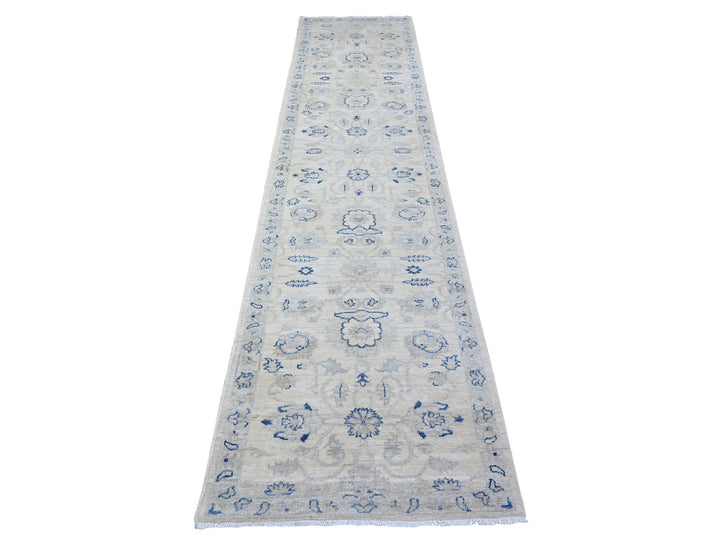 2'8" x 11'10" New Hand Knotted Ivory Wool Runner Oriental Rug - MOA10288589