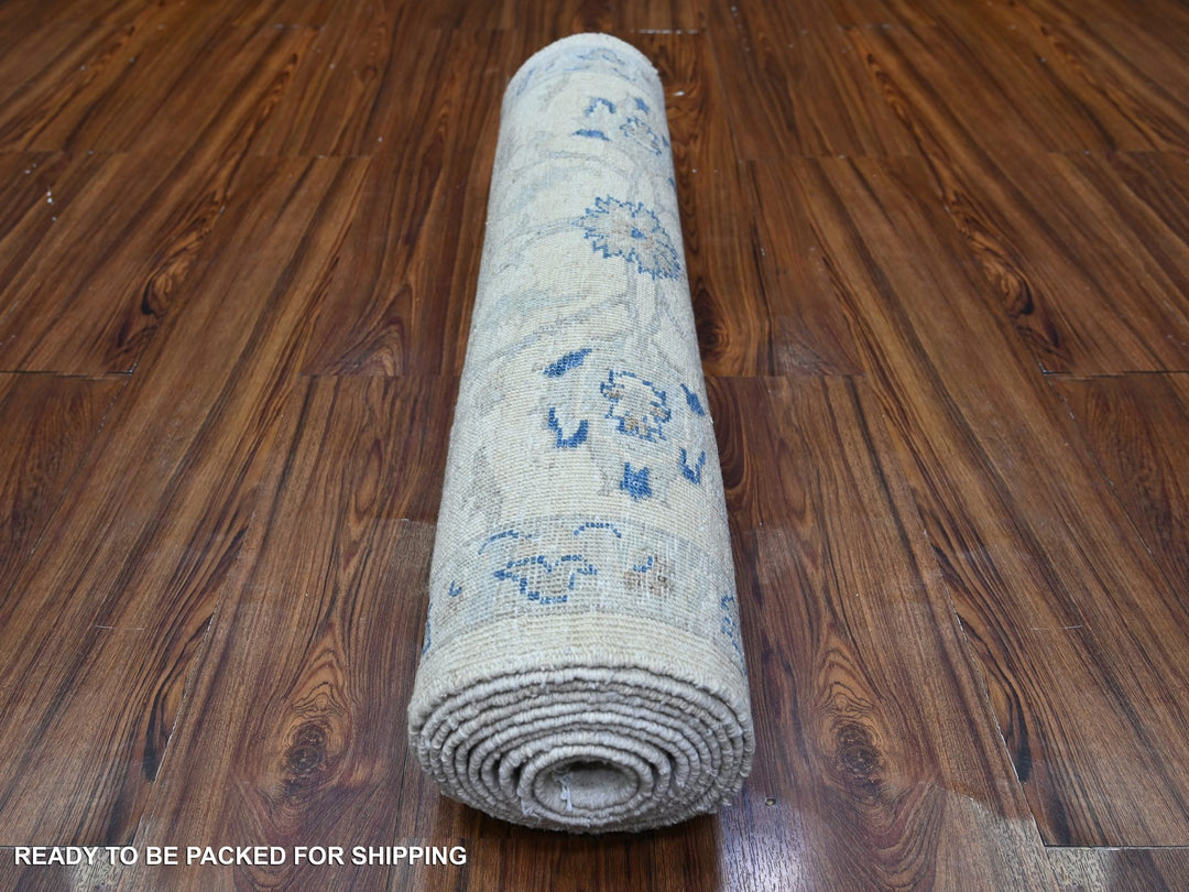 2'8" x 11'10" New Hand Knotted Ivory Wool Runner Oriental Rug - MOA10288589