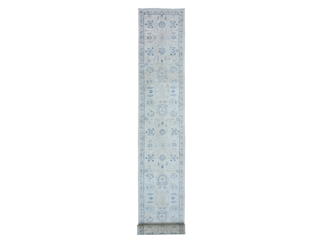2'6" x 19'5" New Hand Knotted Ivory Wool Runner Oriental Rug - MOA10288592