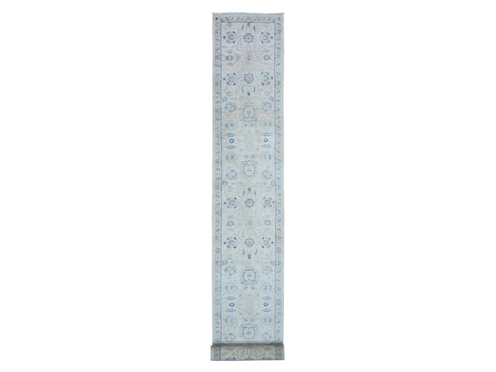 2'6" x 19'5" New Hand Knotted Ivory Wool Runner Oriental Rug - MOA10288592