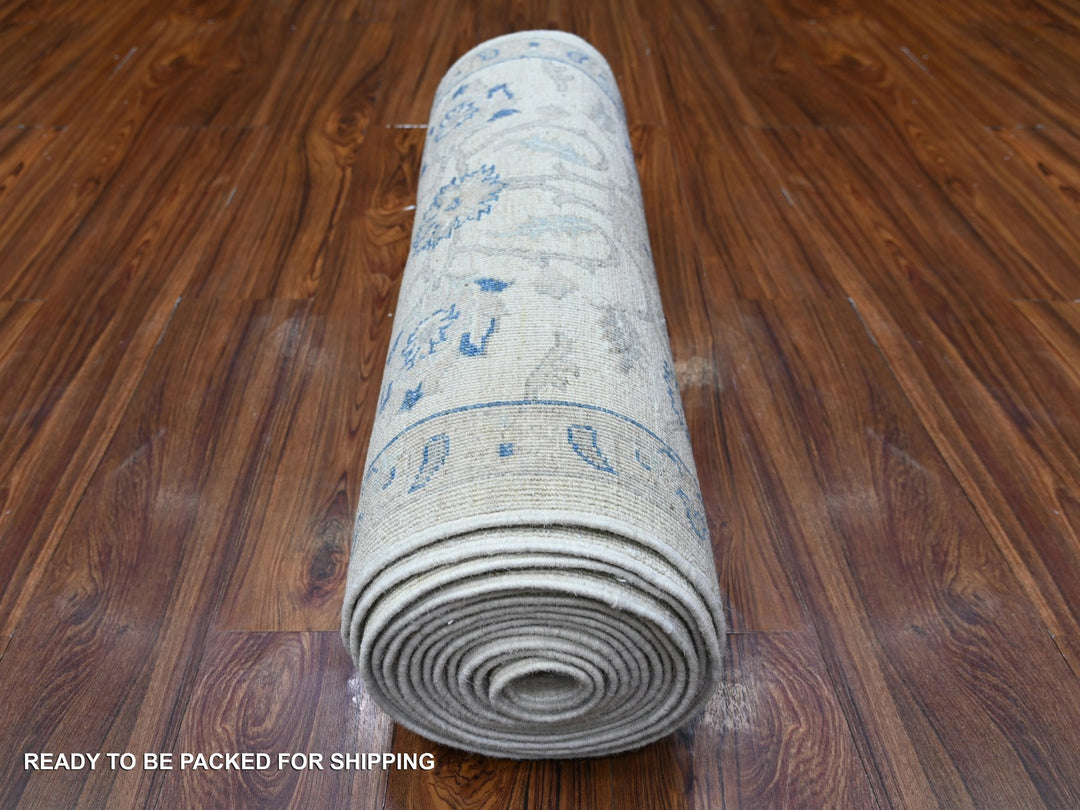 2'6" x 19'5" New Hand Knotted Ivory Wool Runner Oriental Rug - MOA10288592