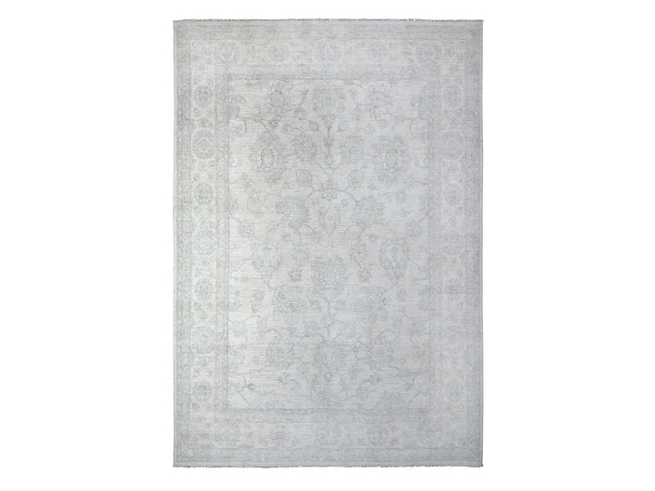 9'7" x 13'10" New Hand Knotted Ivory Wool Rectangle Oriental Rug - MOA10288595