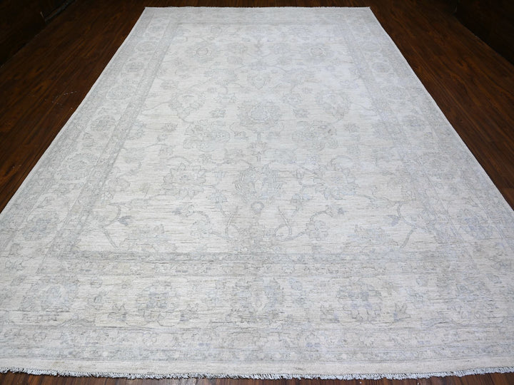 9'7" x 13'10" New Hand Knotted Ivory Wool Rectangle Oriental Rug - MOA10288595