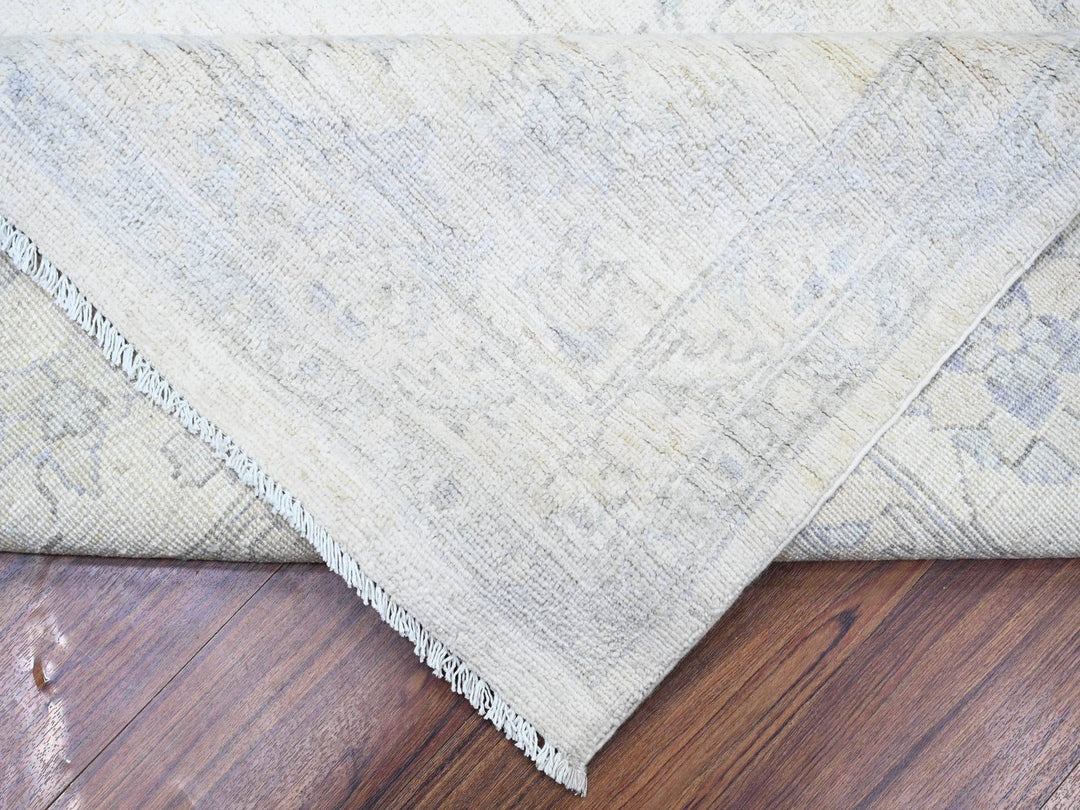 9'7" x 13'10" New Hand Knotted Ivory Wool Rectangle Oriental Rug - MOA10288595
