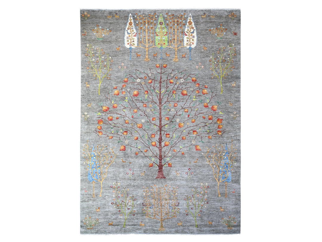 10'0" x 13'10" New Hand Knotted Grey Wool Rectangle Oriental Rug - MOA10288598