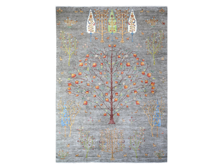 10'0" x 13'10" New Hand Knotted Grey Wool Rectangle Oriental Rug - MOA10288598
