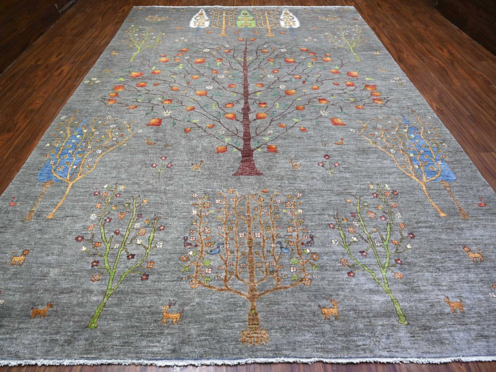 10'0" x 13'10" New Hand Knotted Grey Wool Rectangle Oriental Rug - MOA10288598
