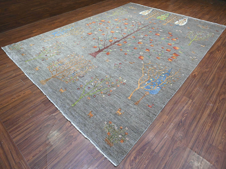10'0" x 13'10" New Hand Knotted Grey Wool Rectangle Oriental Rug - MOA10288598