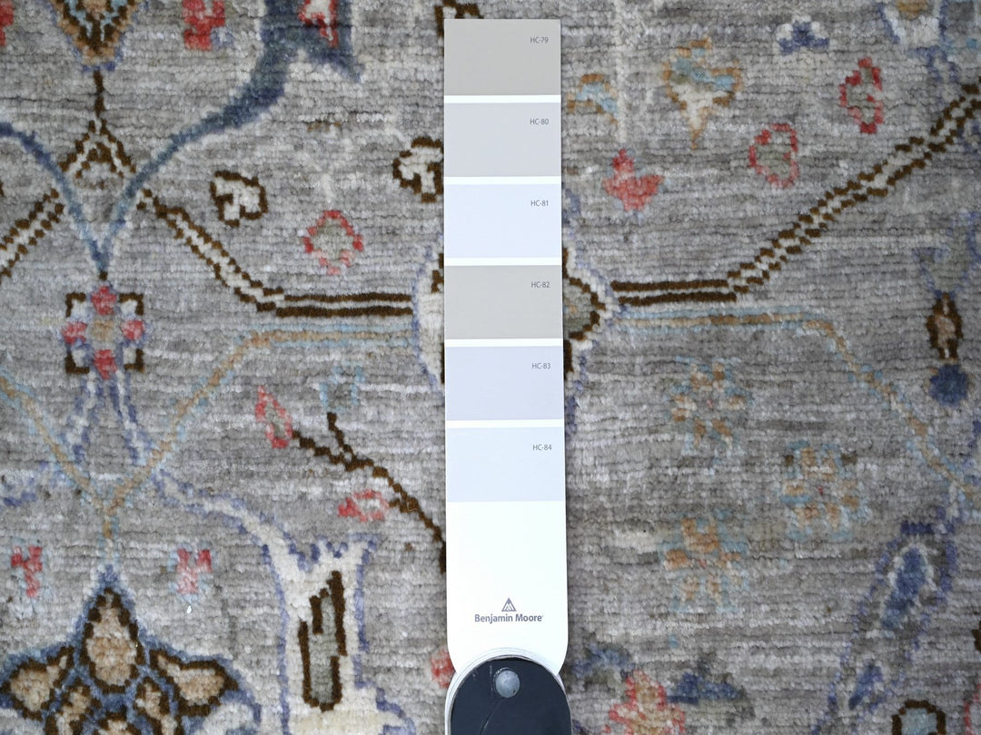 3'10" x 9'10" New Hand Knotted Grey Wool Runner Oriental Rug - MOA10288619
