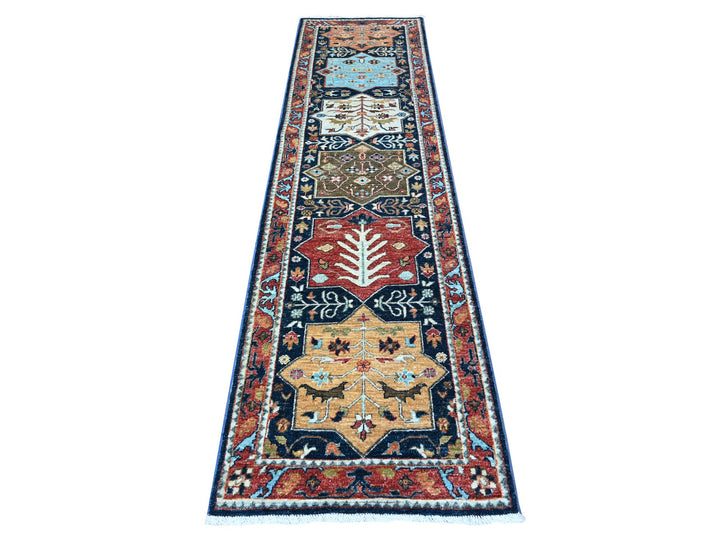 2'6" x 9'8" New Hand Knotted Blue Wool Runner Oriental Rug - MOA10288623