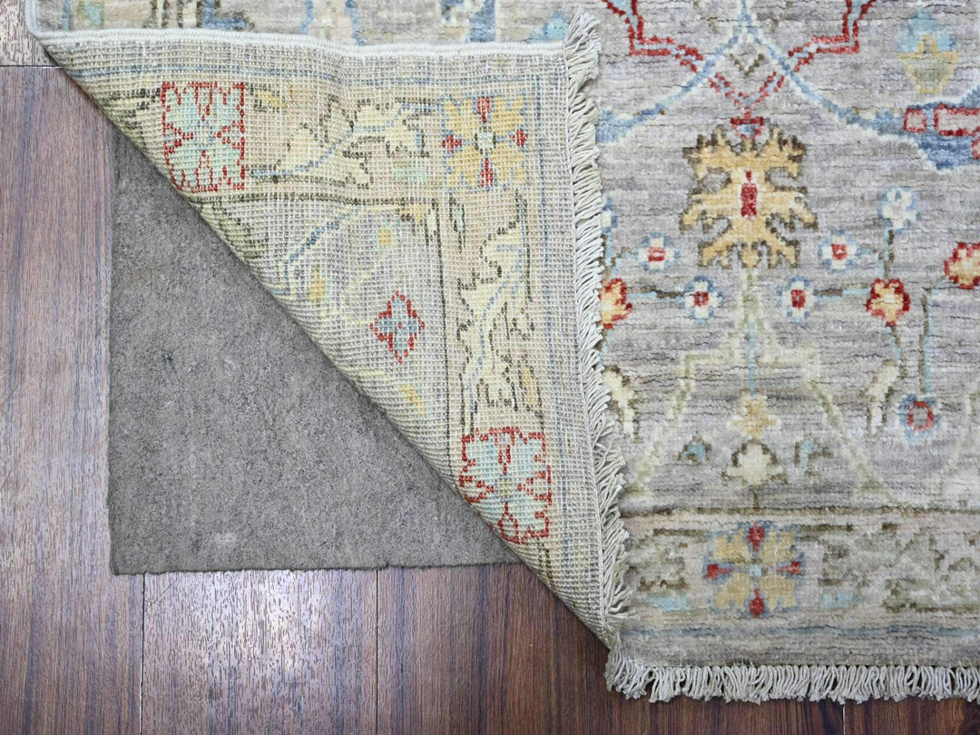 3'1" x 9'11" New Hand Knotted Grey Wool Runner Oriental Rug - MOA10288624
