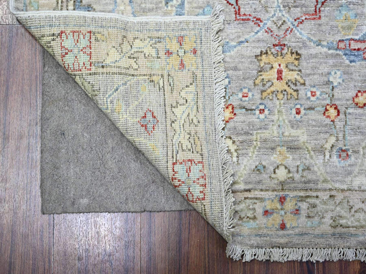 3'1" x 9'11" New Hand Knotted Grey Wool Runner Oriental Rug - MOA10288624