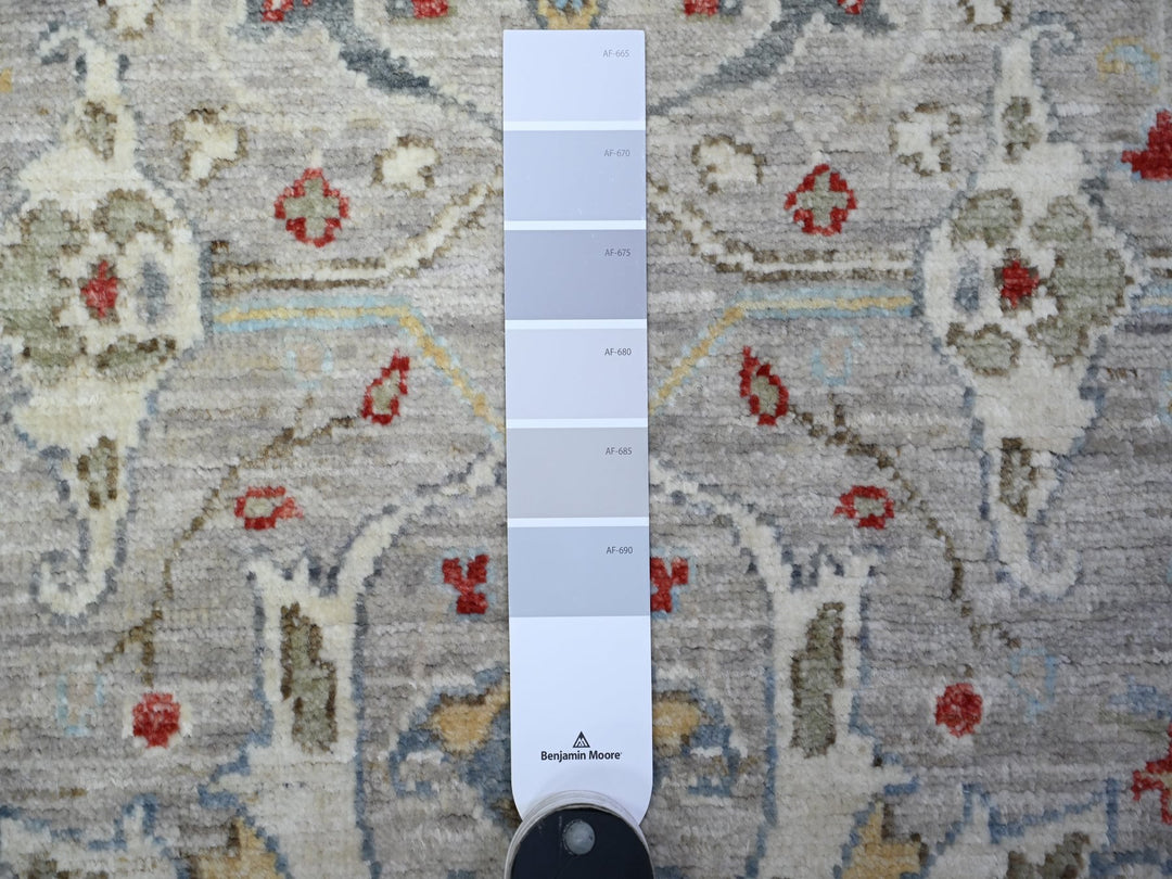 3'1" x 9'11" New Hand Knotted Grey Wool Runner Oriental Rug - MOA10288624