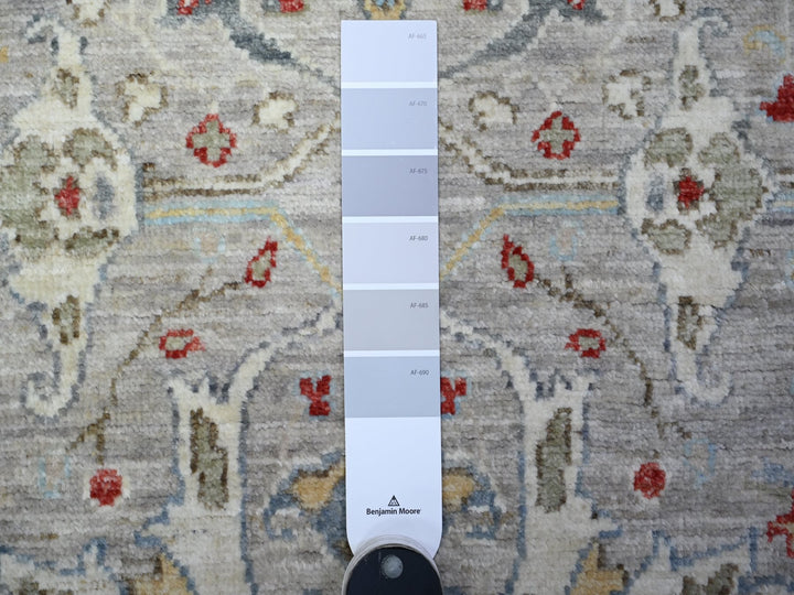 3'1" x 9'11" New Hand Knotted Grey Wool Runner Oriental Rug - MOA10288624