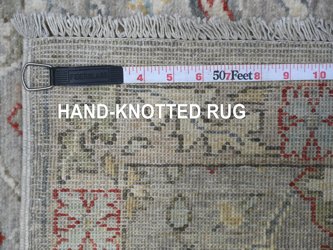 3'1" x 9'11" New Hand Knotted Grey Wool Runner Oriental Rug - MOA10288624